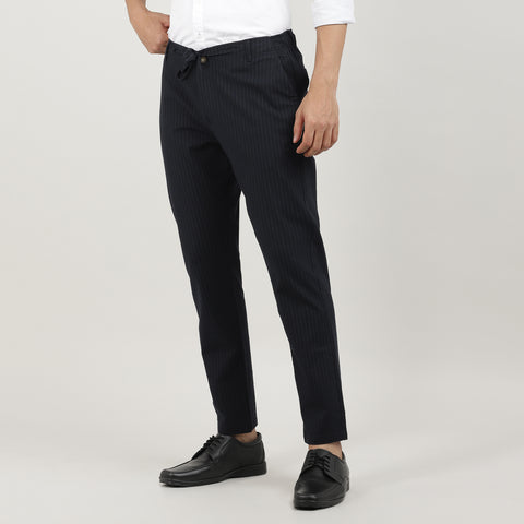 Navy Travel Trouser with Adjustable Drawstring Waist