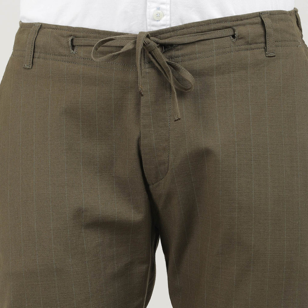 Olive-Travel Trouser with Adjustable Drawstring Waist