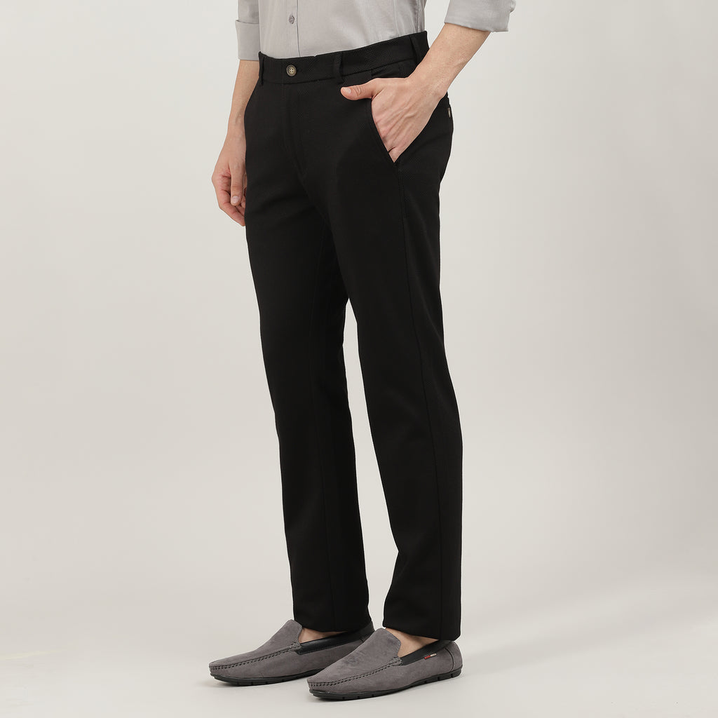 Charcoal-Cotton Trousers-Slim Tapered Fit