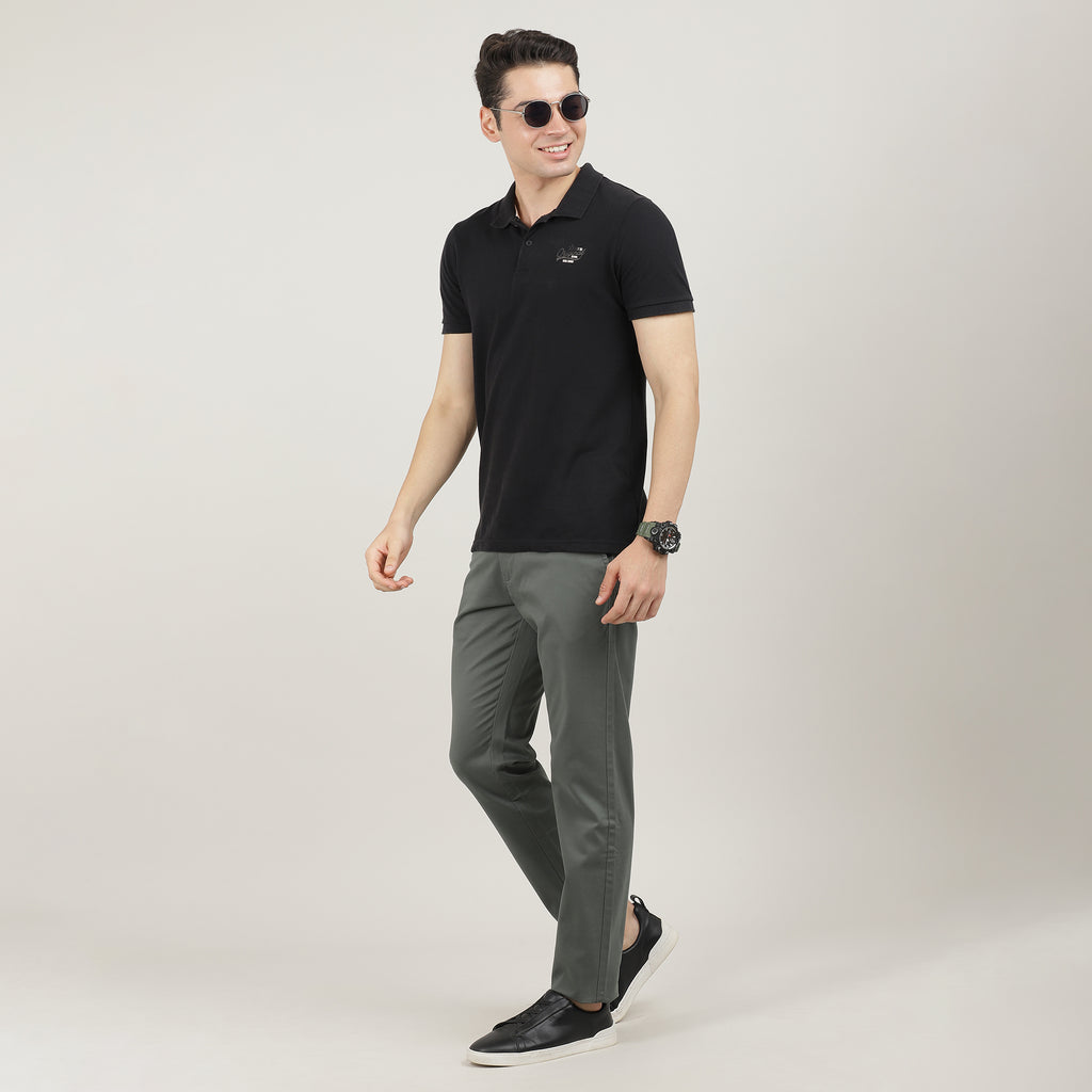 Lake Green-Cotton Trousers-Slim Tapered Fit