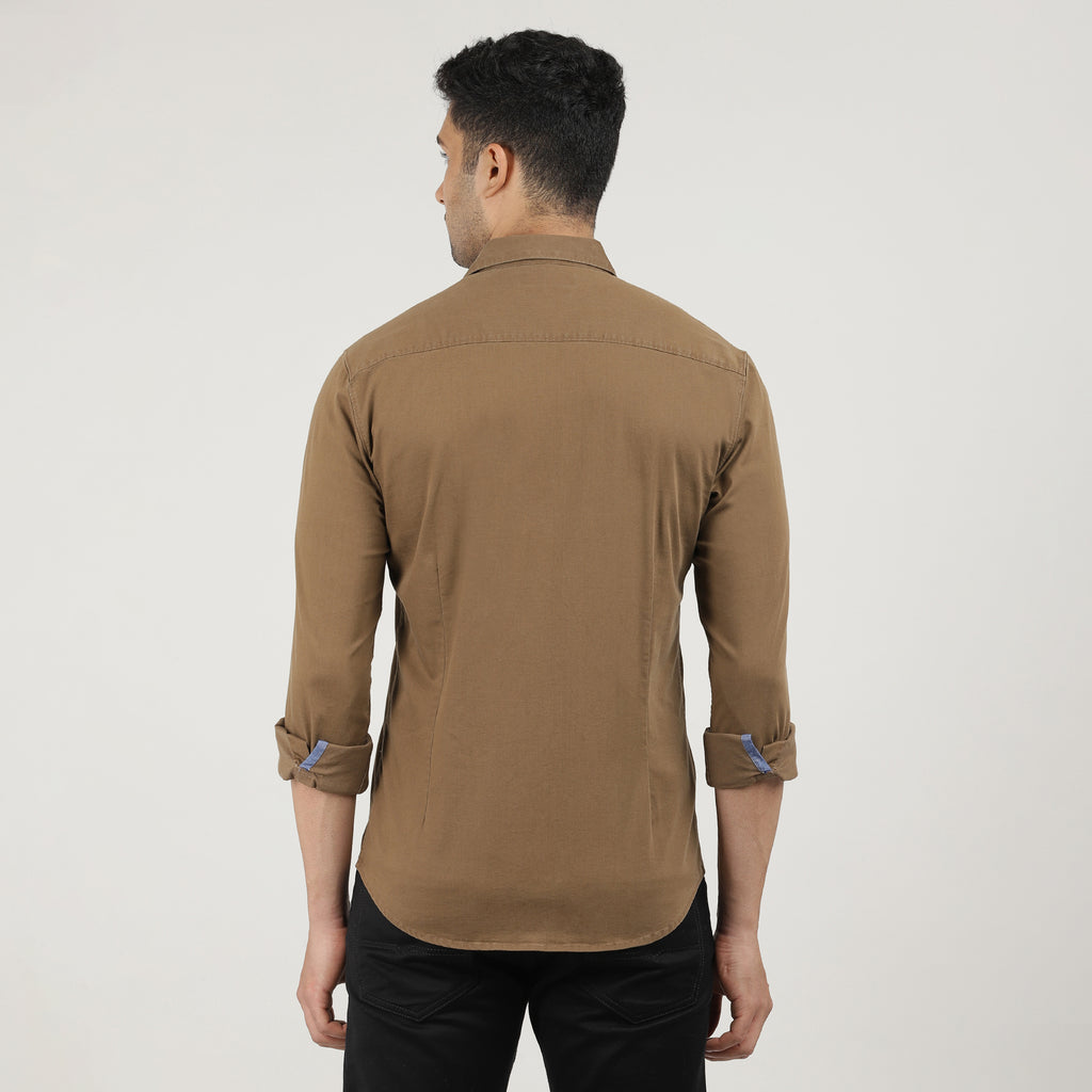 Khaki solid opaque Casual shirt