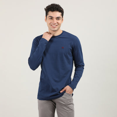 Indigo, Cord Lycra, Round Neck, Full Sleeves, Solid, Sweatshirt