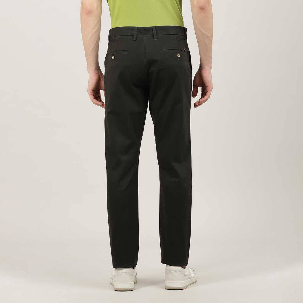 Bottle Green-Cotton Trousers-Slim Tapered Fit