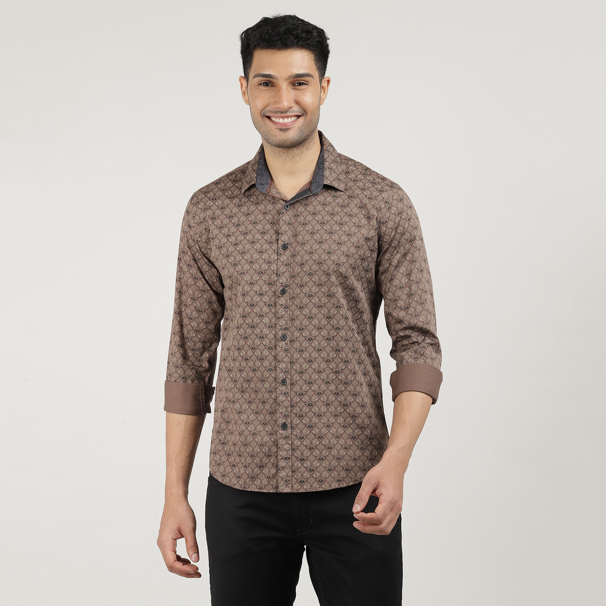 Biscoff Poplin Printed Shirt with Pocket