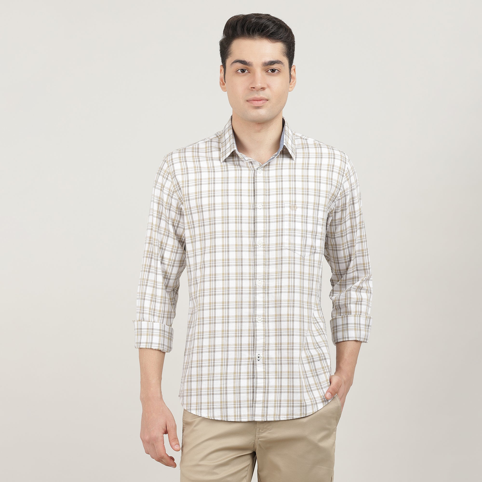 CEMENT, FULL SLEEVES SHIRT, CHECKS-AW24