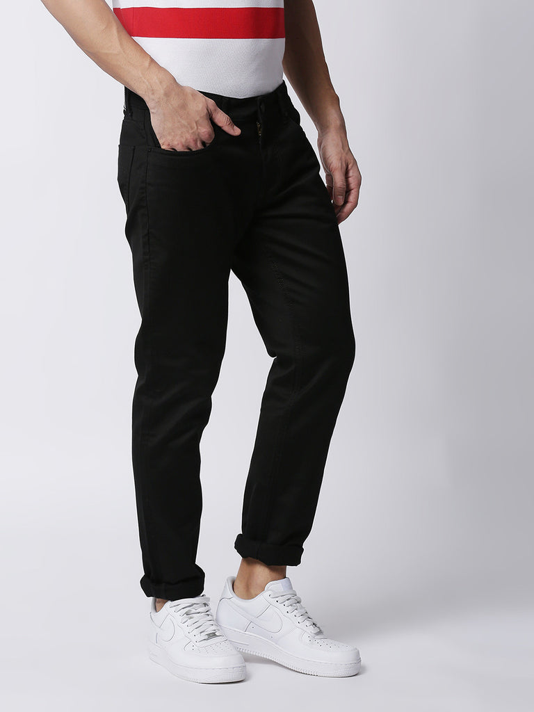 Midnight Black Slim Tapered Stretch Denim