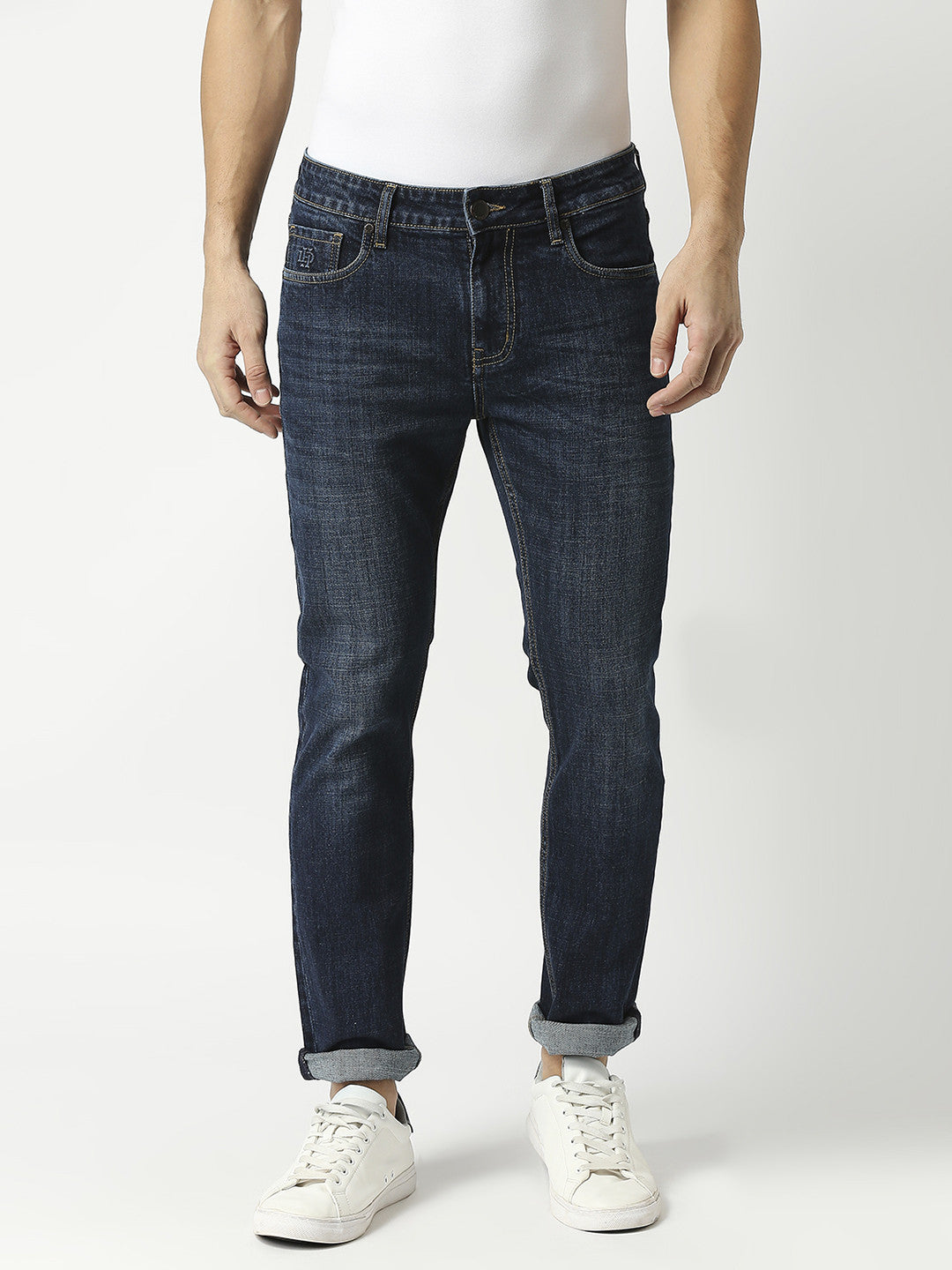 Indigo Blue Slim Straight Stretch Denim