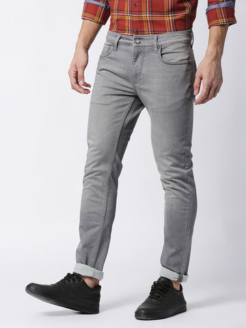 Grey Slim Straight Stretch Denim