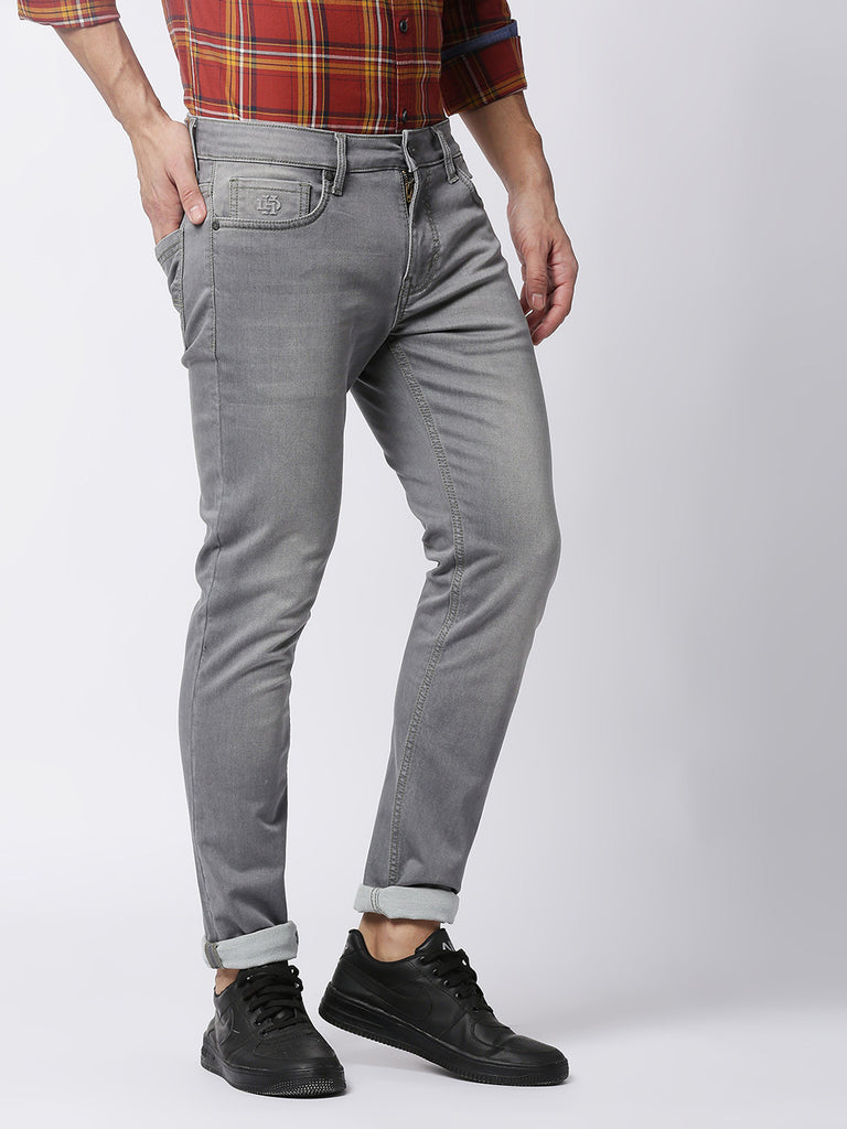 Grey Slim Straight Stretch Denim