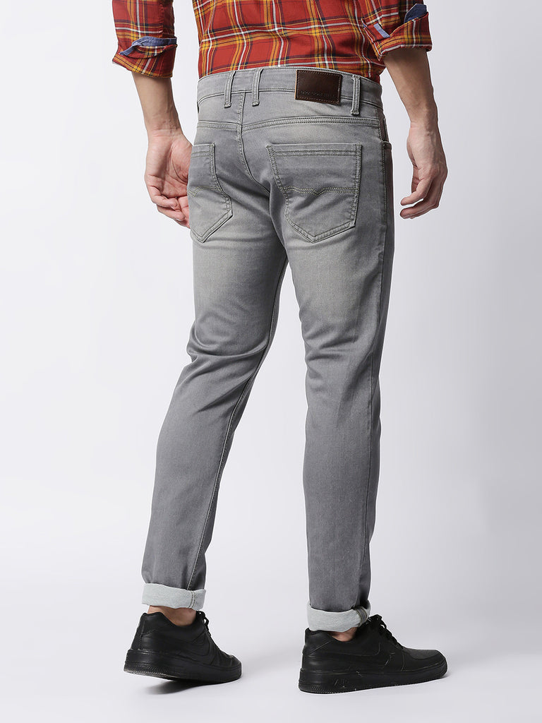 Grey Slim Straight Stretch Denim