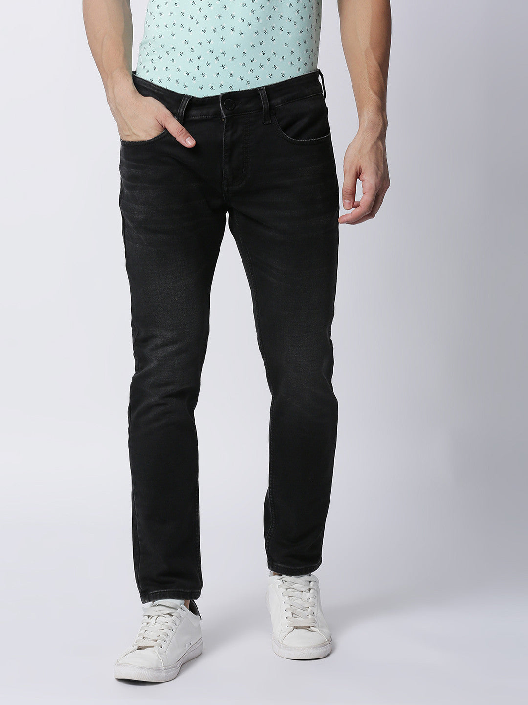 Stone Black Slim Straight Stretch Denim