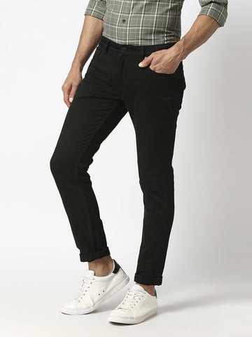 Jet Black Cotton Stretch Jeans