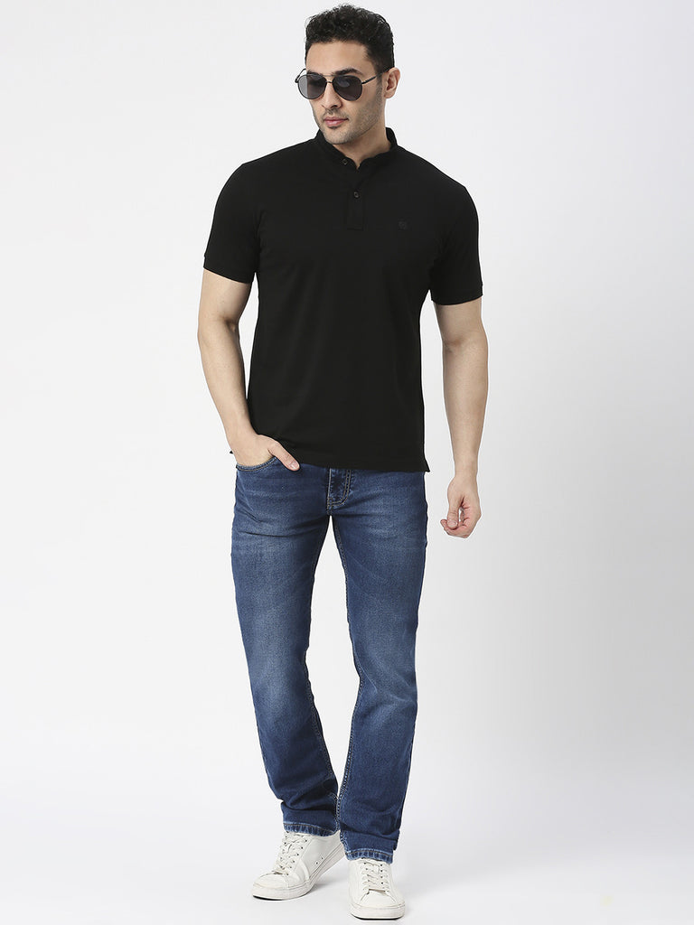 Ink Indigo Slim Straight Knitted Denim