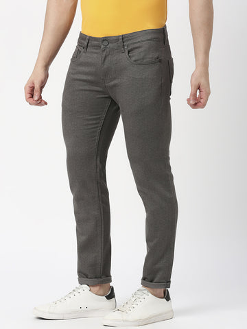 Dark Grey Slim Tapered Cotton Stretch Jeans