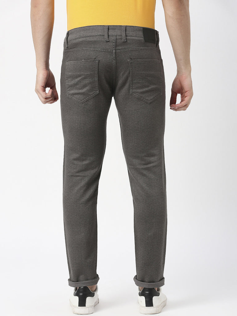 Dark Grey Slim Tapered Cotton Stretch Jeans