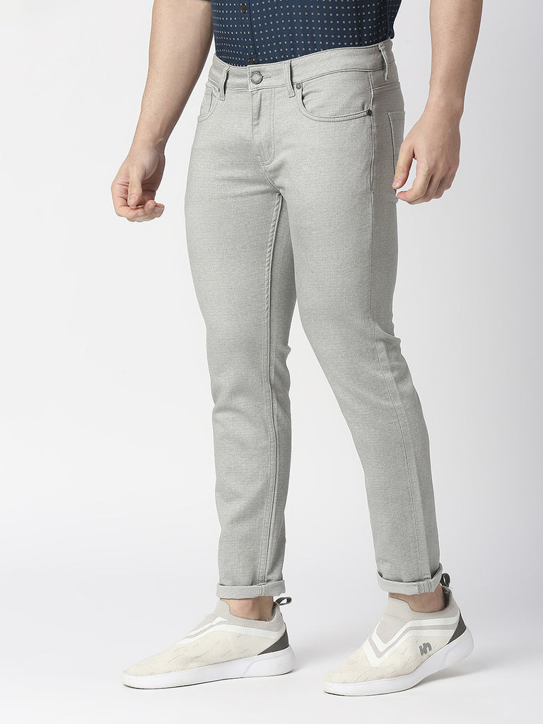 Light Grey Slim Tapered Cotton Stretch Jeans