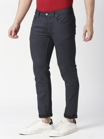 Navy Slim Tapered Cotton Stretch Jeans