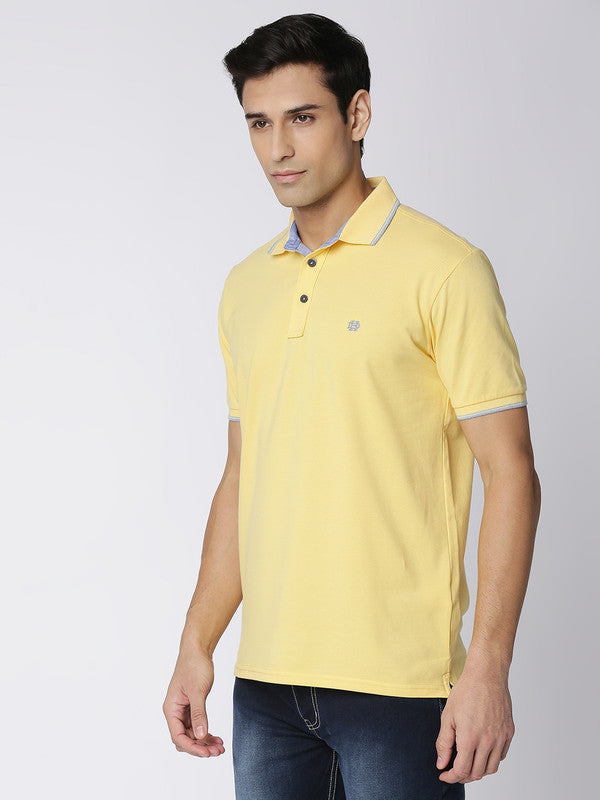 Custard Yellow Pique Lycra Polo T-shirt