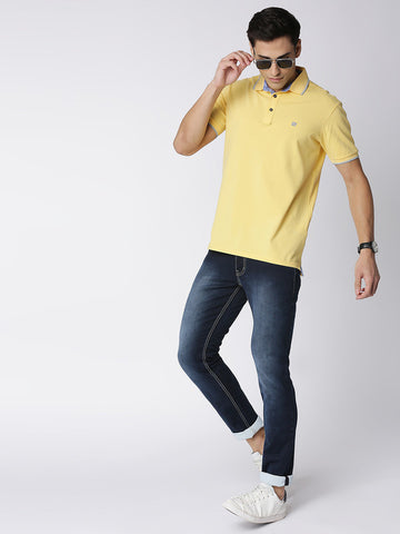 Custard Yellow Pique Lycra Polo T-shirt