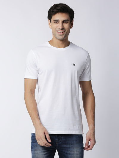 White Jersey Lycra Round Neck T-shirt