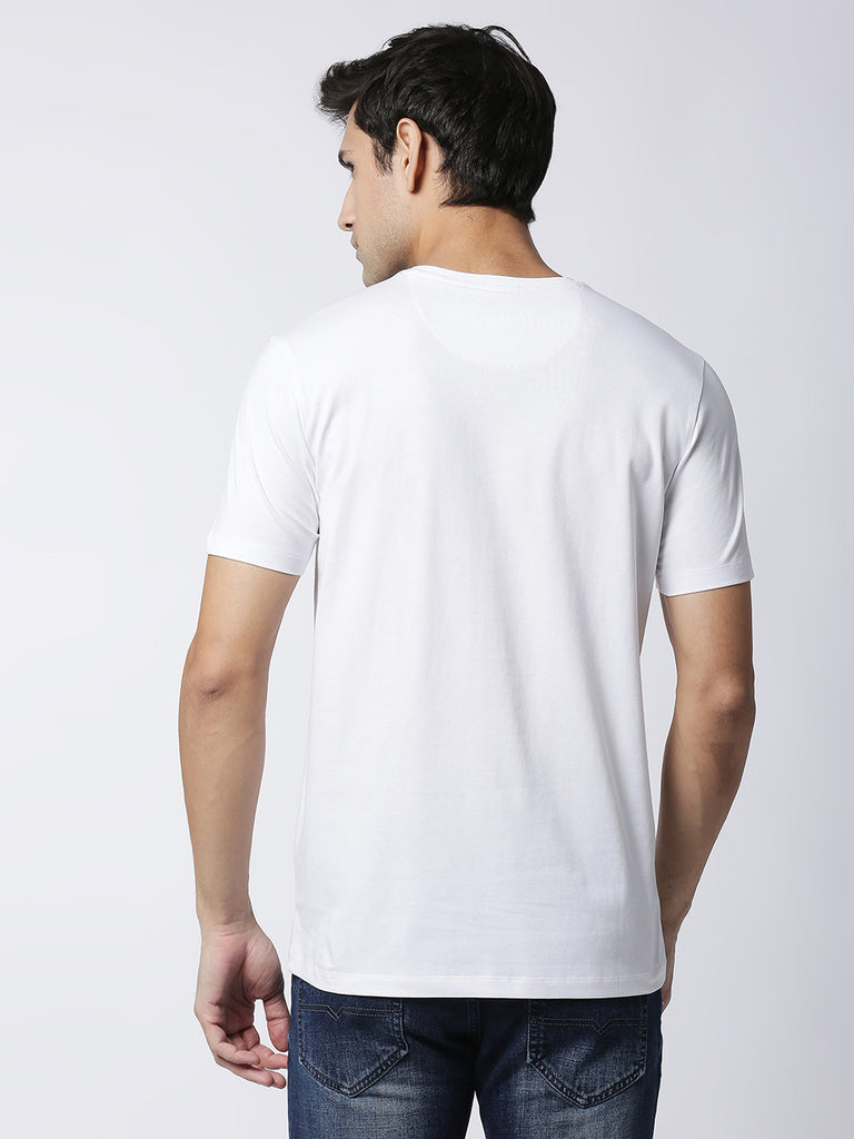 White Jersey Lycra Round Neck T-shirt