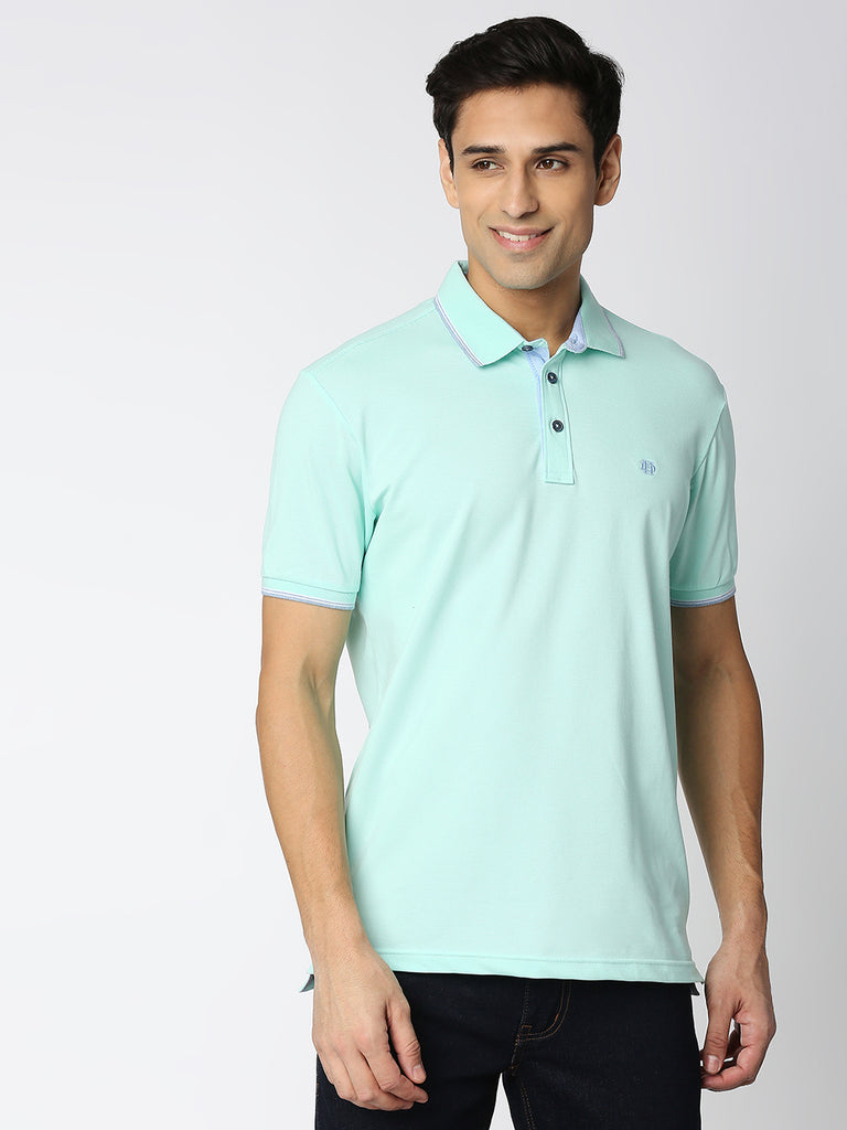 Aqua Green Pique Lycra Polo T-shirt