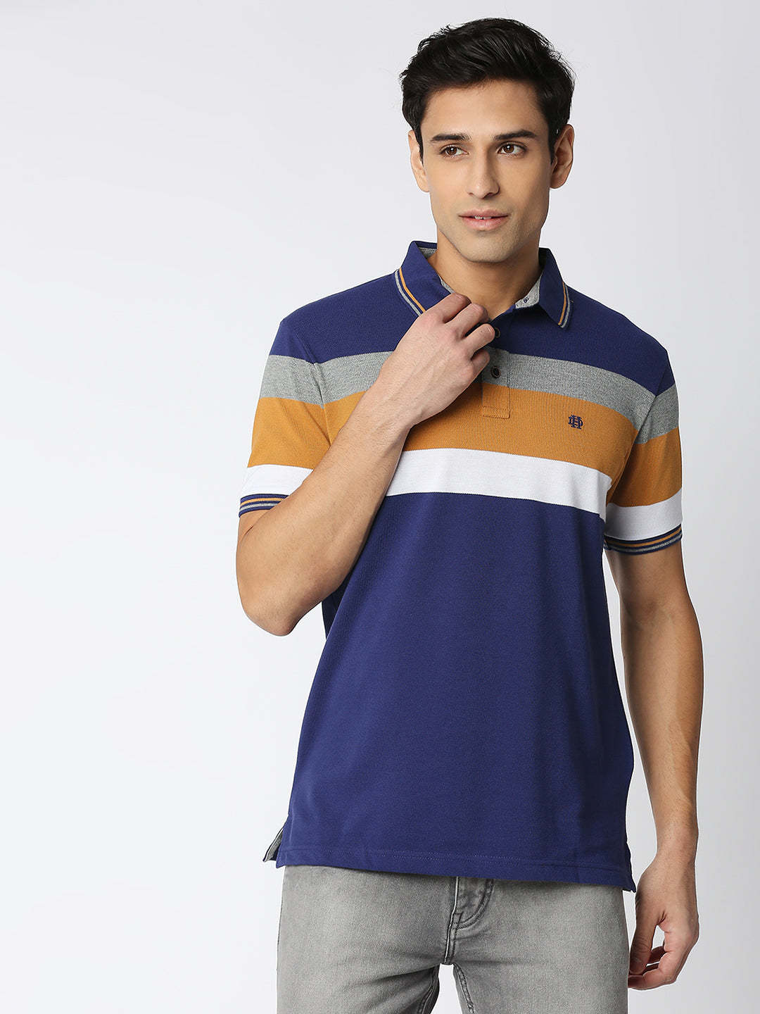 Berry Blue Striped Polo T-shirt