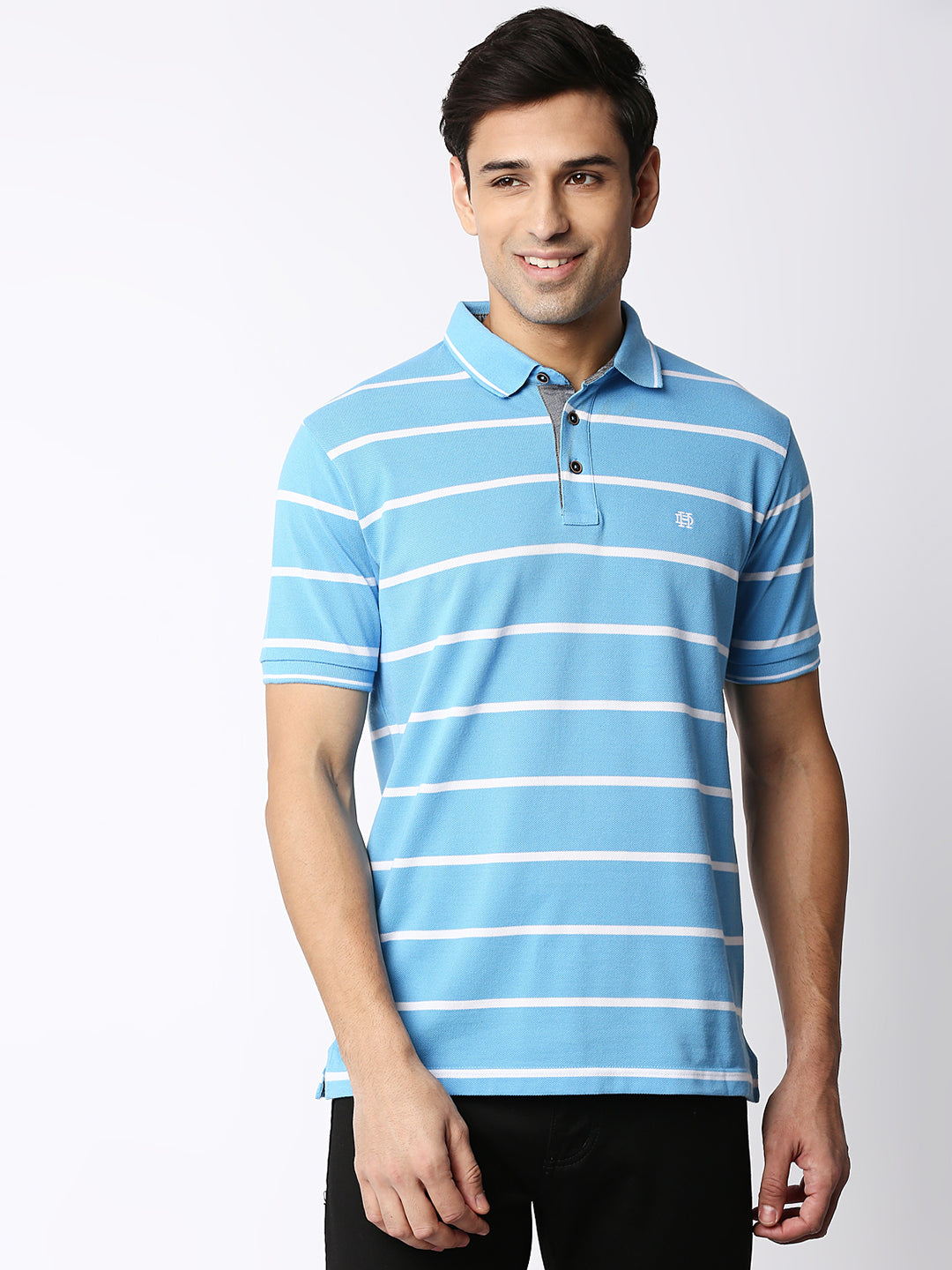 Tiffany Blue Striped  Polo T-shirt