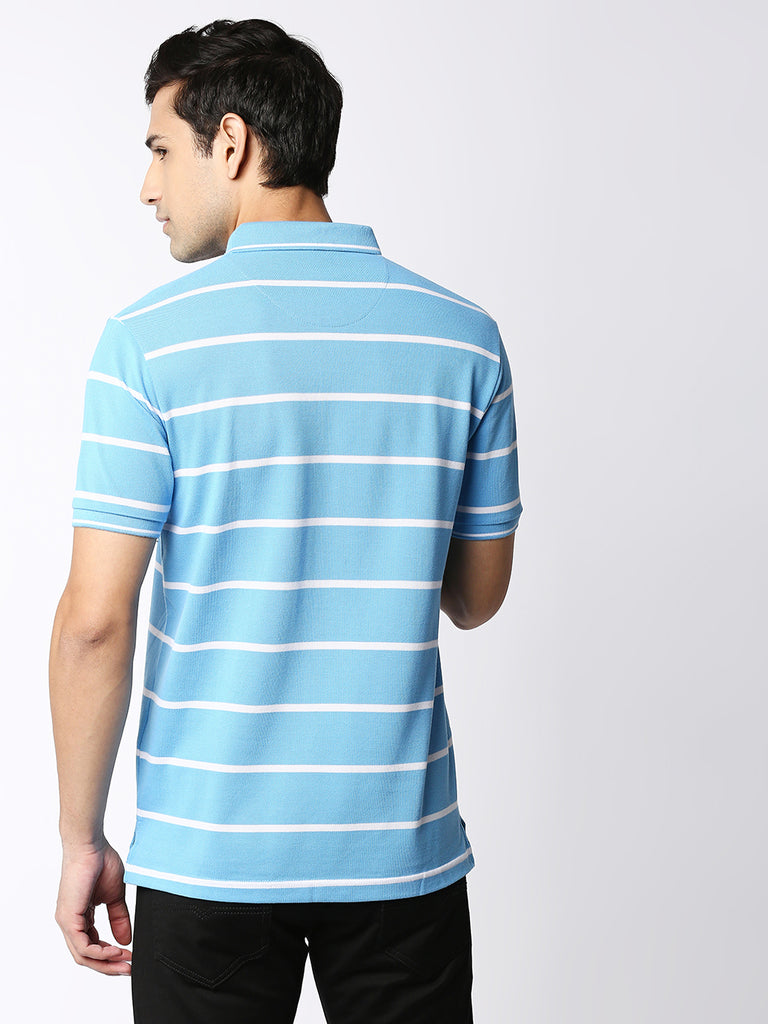 Tiffany Blue Striped  Polo T-shirt