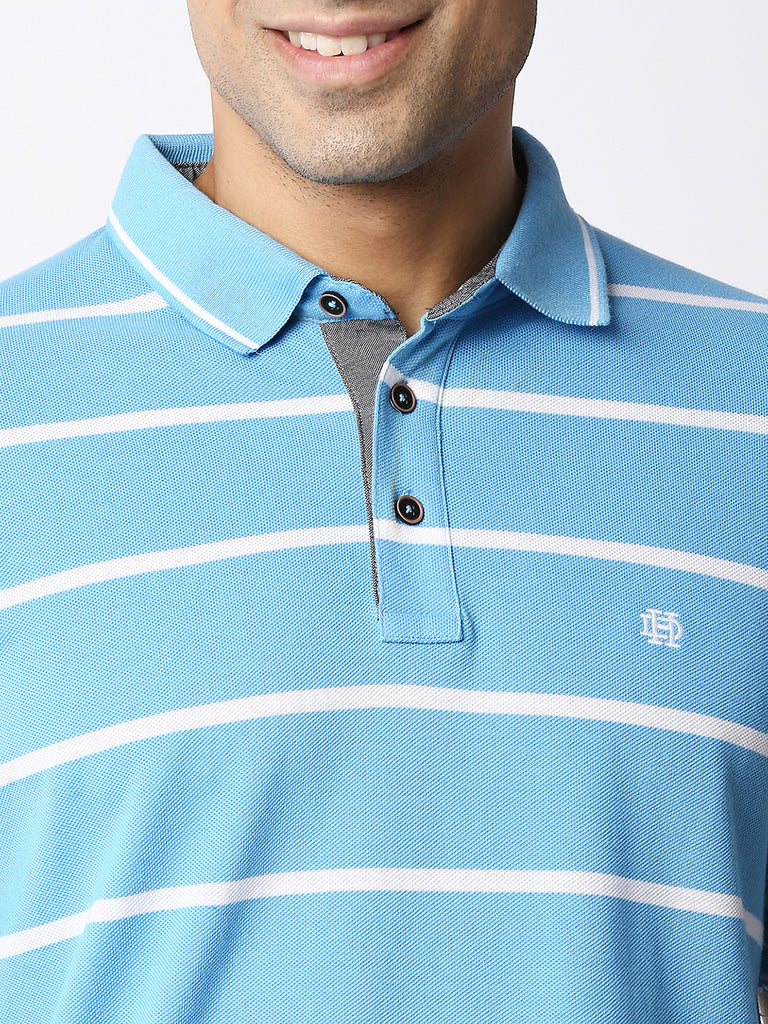 Tiffany Blue Striped  Polo T-shirt