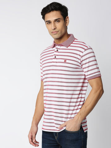 Red Striped Polo T-shirt