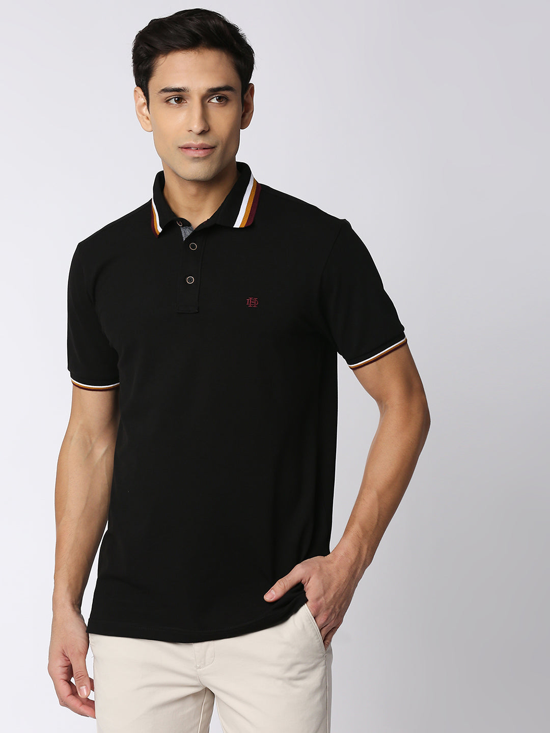 True Black Pique Lycra Polo T-shirt