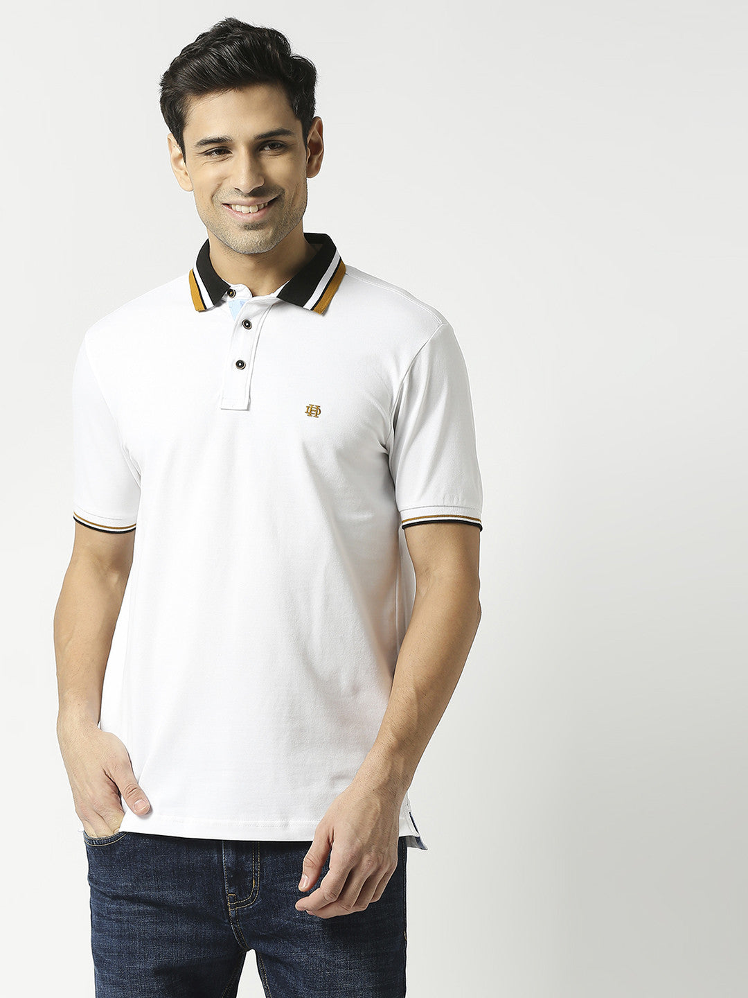 White Pique Lycra Polo T-shirt