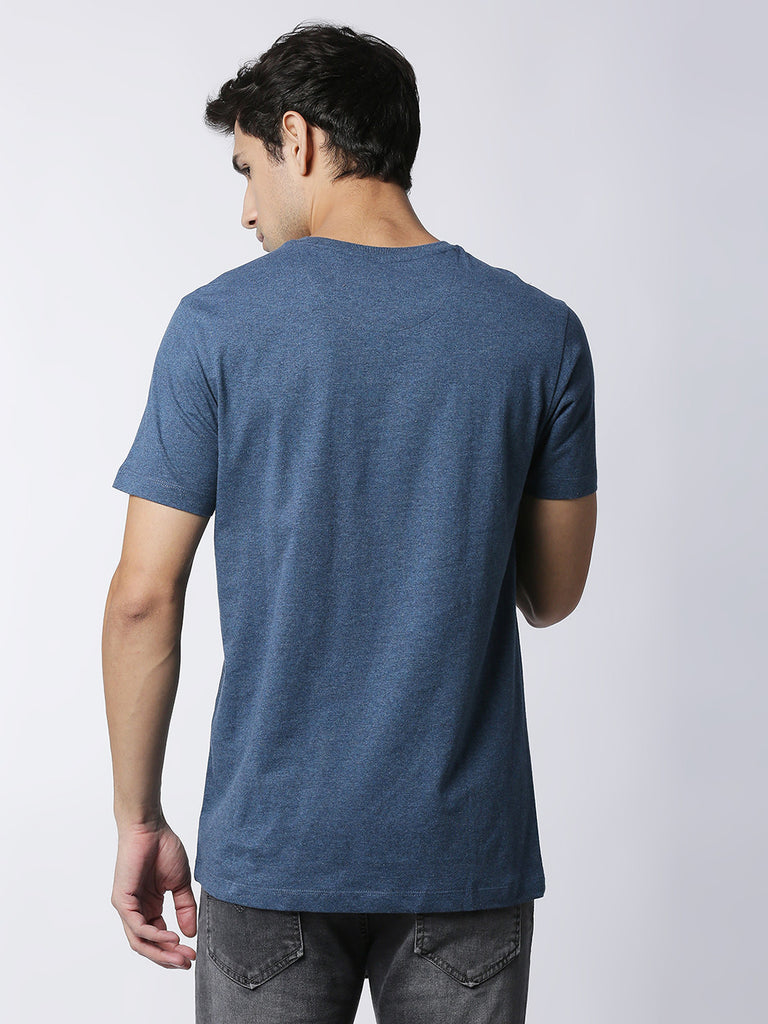 Blue Melange Round Neck T-shirt