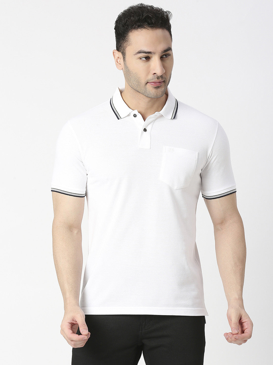 White Pique Polo T-shirt With Pocket