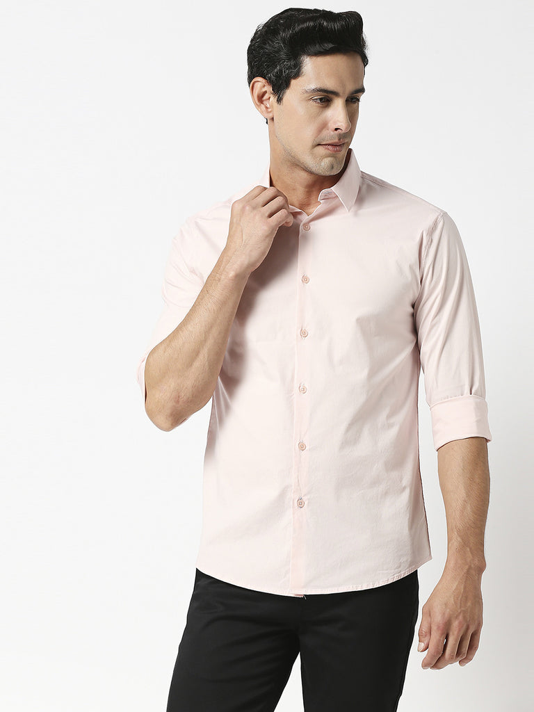 Pink Stretch Poplin Plain shirt