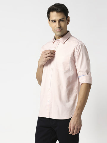 Light Pink Oxford Plain Shirt With Pocket