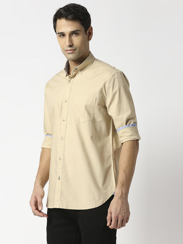 Khaki Premium Cotton Shirt With Pocket