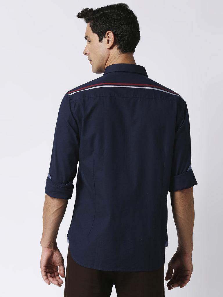 Navy Oxford Front Striped Shirt