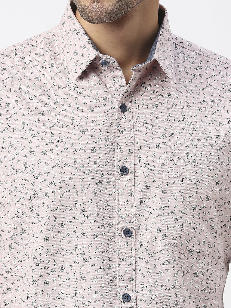 Dusty Pink Half Sleeves Printed Shirt With Pocket