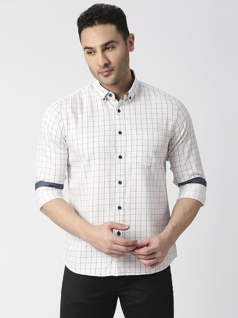 White Checked Shirt With Pocket