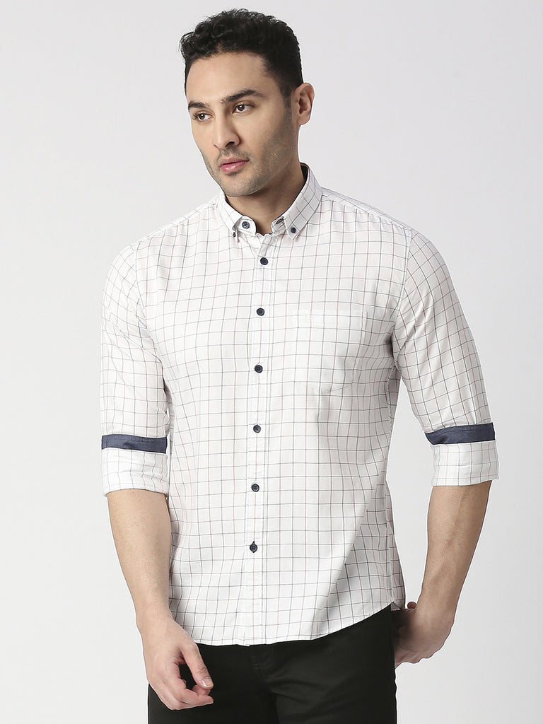 White Checked Shirt With Pocket