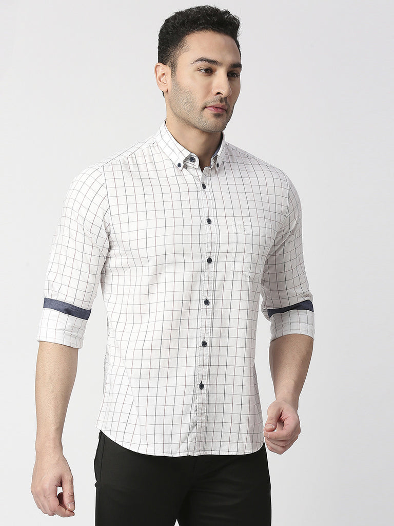 White Checked Shirt With Pocket