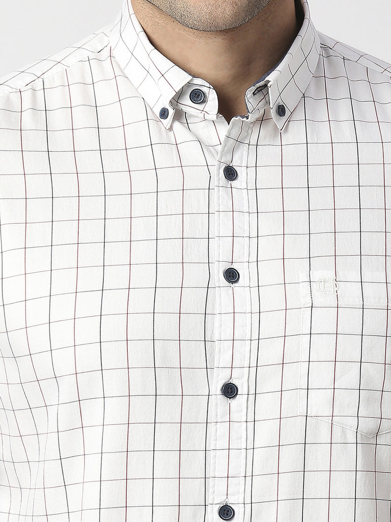 White Checked Shirt With Pocket