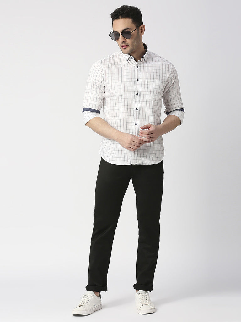 White Checked Shirt With Pocket