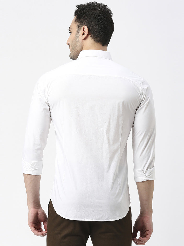 White Premium Cotton Solid shirt With Button Down Collar