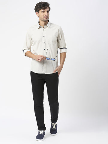 Beige Premium Cotton Twill Printed shirt