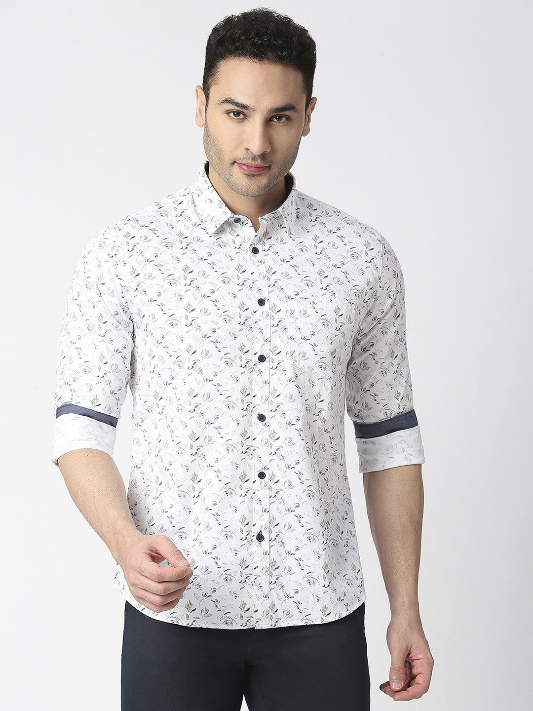 White Premium Cotton Twill Printed shirt