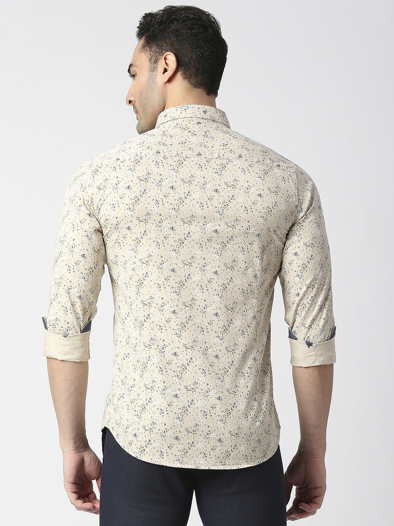 Beige Premium Cotton Twill Printed shirt