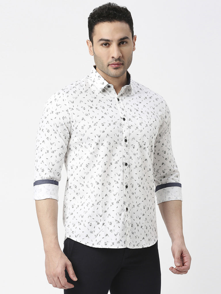 White Premium Cotton Twill Printed shirt